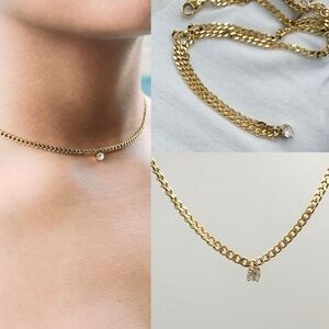 My Favorite Choker 14KT Gold Plated Crystal Pendant Choker